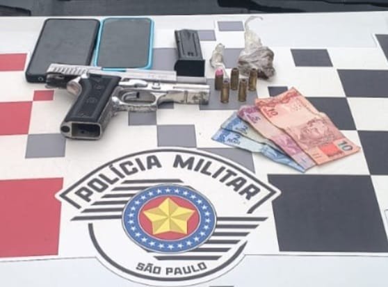 Polícia apreende arma e drogas e prende suspeito em Cachoeira Paulista