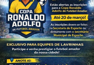 Prefeitura de Lavrinhas abre inscrições para a Copa Ronaldo Adolfo de Futebol Amador