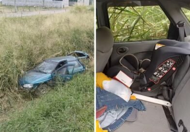 Mãe e bebê escapam sem ferimentos após carro cair em ribanceira na Via Dutra
