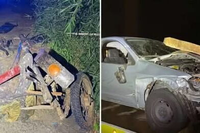 Mulher morre após carro atingir carroça na divisa entre Cachoeira Paulista e Cruzeiro