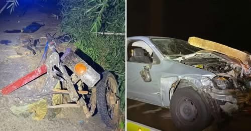 Mulher morre após carro atingir carroça na divisa entre Cachoeira Paulista e Cruzeiro
